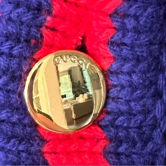 Gucci 100th Anniversary Navy Cardigan with Red and Green Accents - Picture 4 of 11